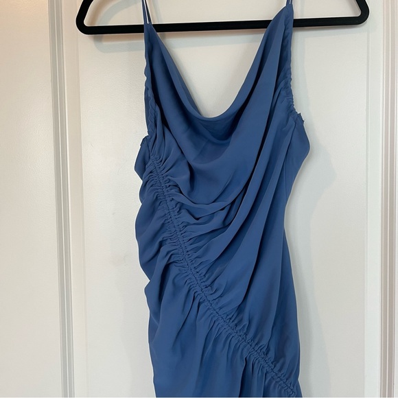 Abercrombie Blue Asymmetrical Cinched Midi Dress - Picture 5 of 9